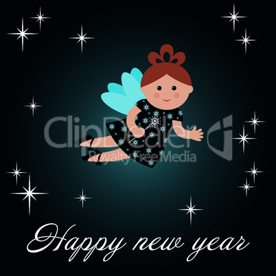 New year's card with fairy