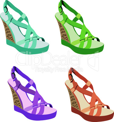 Women's shoes. Womanish sandals on a white background