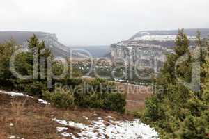 Winter cloudy in the mountains