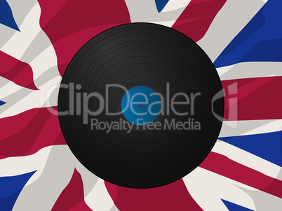 Vintage vinyl disk and Union Jack