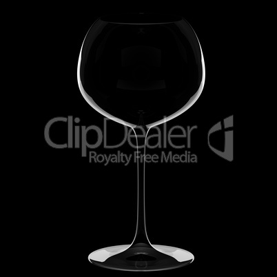 single empty wine glass on black background