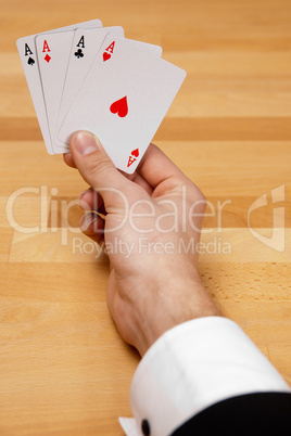 Pokerhand mit 4 Assen