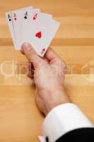 Pokerhand mit 4 Assen