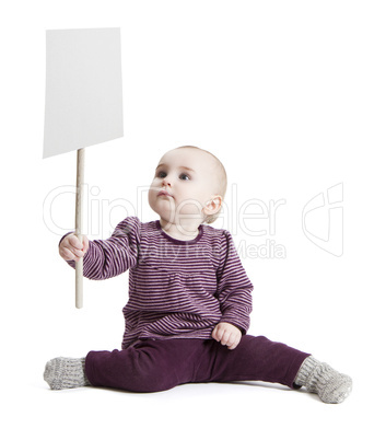 toddler holding sign