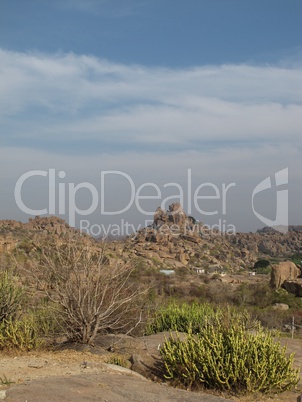 Granite Mountains And Cactus In Hampi