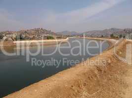 Canal And Granite Mountains Near Hampi, India