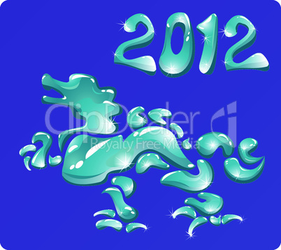 Symbol 2012 Dragon is made of water drops.