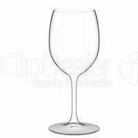 single empty wine glass on white background