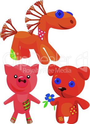 Set of cute hand made soft toys