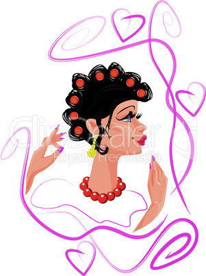 funny woman cartoon with hair rollers