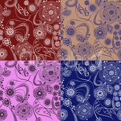 4 floral seamless patterns
