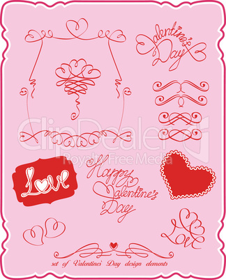 Set of Valentine`s Day symbols and design elements