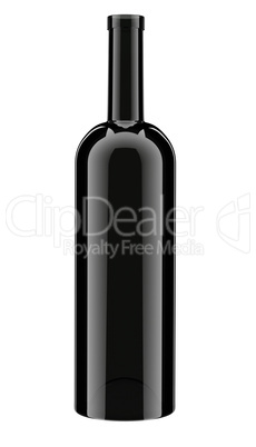 Red wine bottle isolated on white background.