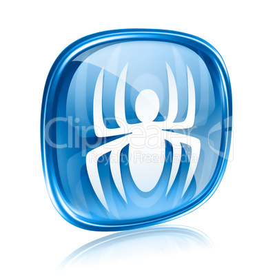 Virus icon blue glass, isolated on white background.