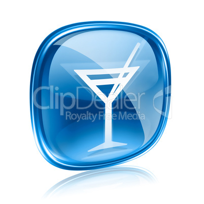 wine-glass icon blue glass, isolated on white background.