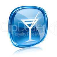 wine-glass icon blue glass, isolated on white background.