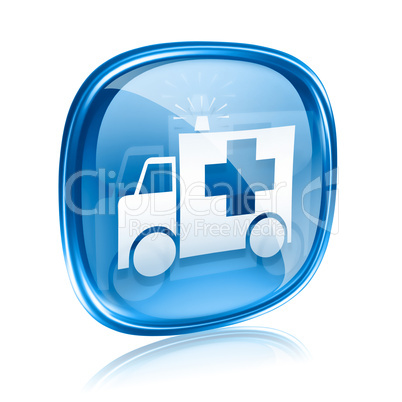 First aid icon blue glass, isolated on white background.