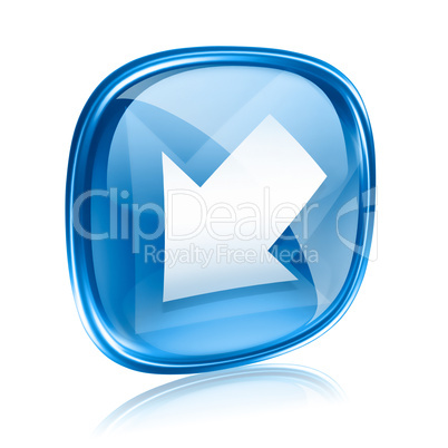 Arrow icon blue glass, isolated on white background