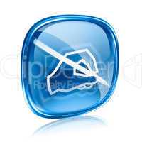 email icon blue glass, isolated on white background.