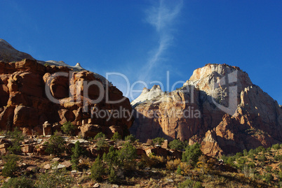 White rock mountain peaks in Zion National Park, Utah