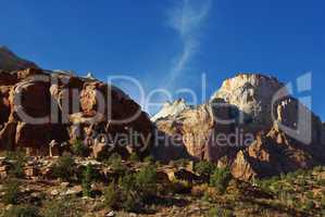 White rock mountain peaks in Zion National Park, Utah