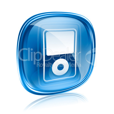mp3 player blue glass, isolated on white background