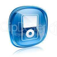 mp3 player blue glass, isolated on white background