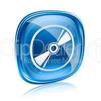 Laser disc icon blue glass, isolated on white background