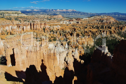 Thor's Hammers shadow on rock towers, Bryce Canyon, Utah