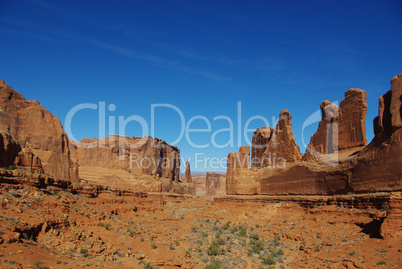 Valley with rock formations,Arches National Park, Utah