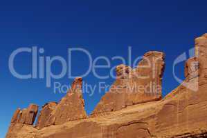 Red rock formations and blue sky, Arches National Park, Utah