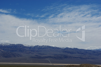 Road to Death Valley with snowy Panamint Range, California