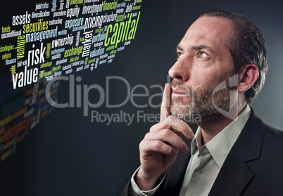 Thoughtful Businessman - business tag cloud