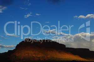 Morning sunlight on red rock, Colorado