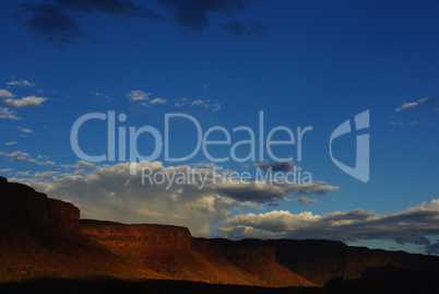 Early sun on red rock mountains, Colorado