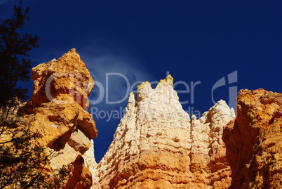 Orange rock formations and blue sky, Bryce Canyon National Park, Utah