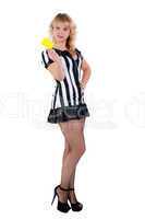 Sexy Soccer Referee with yellow card