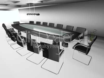 3d round conference room, isolated on white