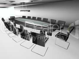 3d round conference room, isolated on white