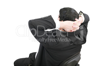 Business relaxation of the businessman. Isolated over white back