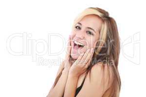 Smiling woman isolated on white background