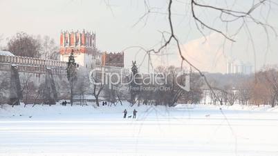 Winter walking at Novodevichy Convent  pond