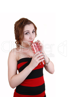 Girl drinking juice.