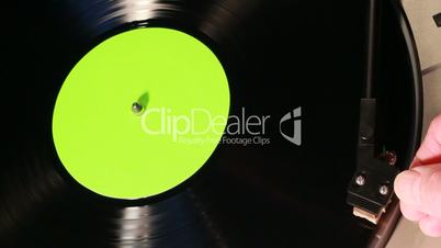 Record turntable with green screen center