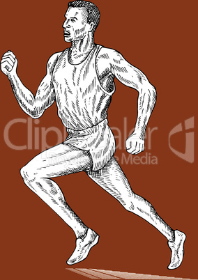 athlete running retro