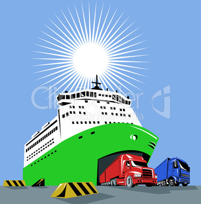 roll on roll off ferry boat trucks