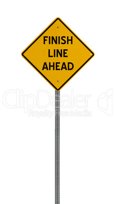 finish line ahead - Yellow road warning sign