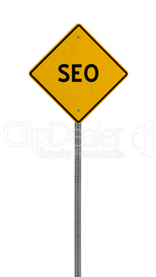 seo search engine - Yellow road warning sign