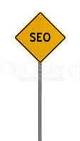 seo search engine - Yellow road warning sign