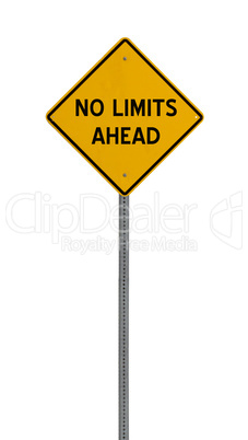 no limits ahead - Yellow road warning sign